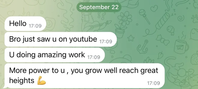 Bro just saw u on youtube. U doing amazing work. More power to u, you grow well reach great heights.